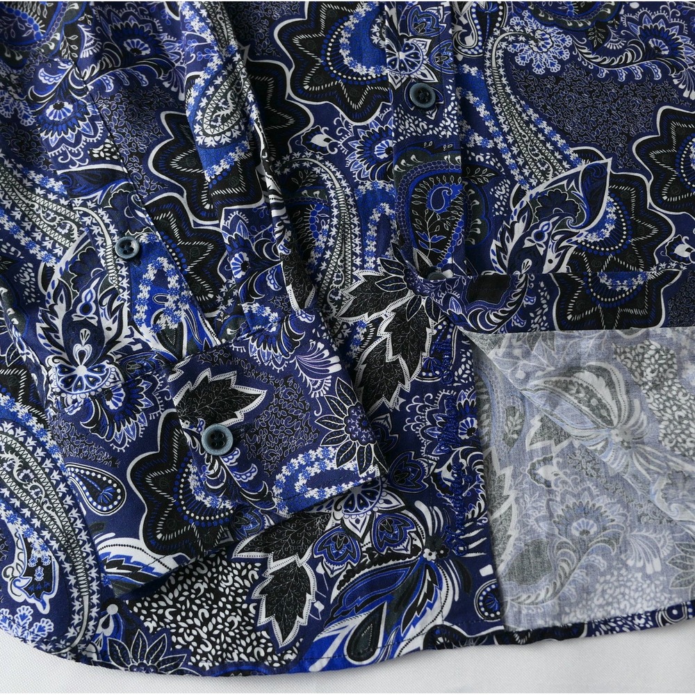 Robert Graham Paisley Button Down Shirt Mens M Blue Classic Fit Mesmerizing 16.5 - Picture 4 of 7
